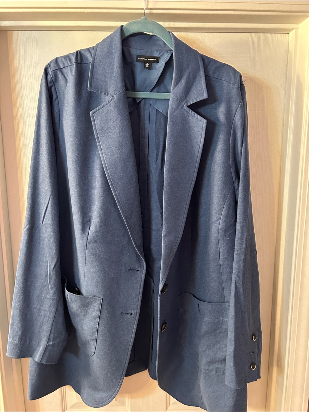 Universal Standard Slate Blue Relaxed Single-Breasted Blazer